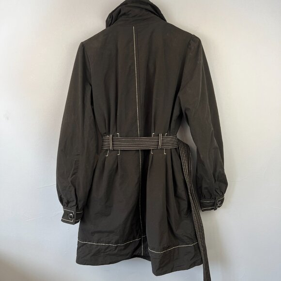 ESPRIT Womens Y2K Black Double Breasted Black Trench Coat Size L - Picture 7 of 7